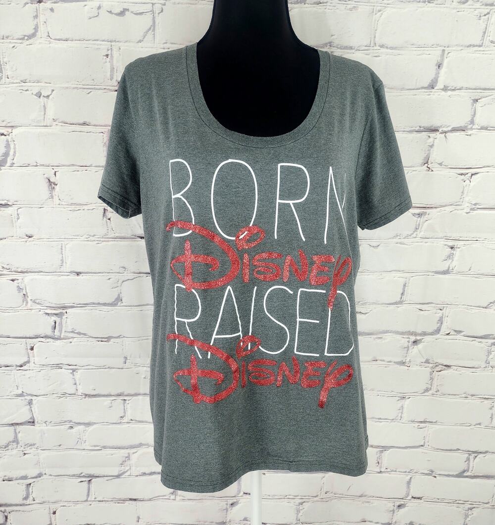 Disney T-Shirt "Born Disney Raised Disney" plus size 2X Disneyland Mickey Mouse